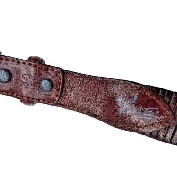 Dick Idol Woven Fine Leather Belt Silver Buckle Size 36 - Picture 3 of 5